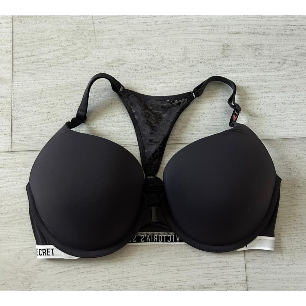 NWT Victoria's Secret T-Shirt Push-Up Full Coverage Bra Sz 34D Dark Gray